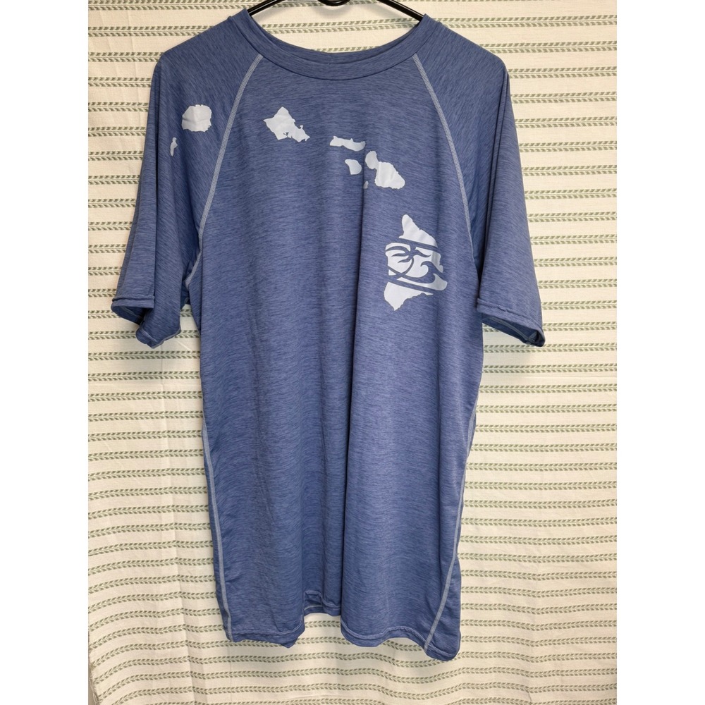 T&C Surf Designs Mens Short Sleeve Performance Tee Blue Hawaii Graphic Large